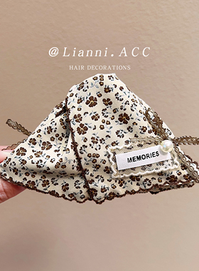 复古洋气碎花三角发抓夹女新款发量多后脑勺盘发夹发饰鲨鱼夹半扎