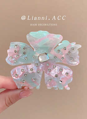 赵露丝明星同款水钻丁香花朵中号8CM半发抓夹盘发后脑勺发饰头饰