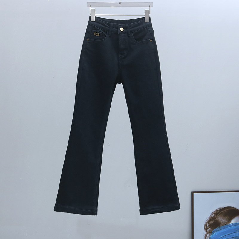 2023年新款黑色修身显瘦微喇裤冬季抓绒高腰喇叭长裤时尚女牛仔裤,女装/女士精品,牛仔裤,淘宝优惠券,粉丝福利购,淘宝优惠卷