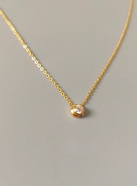 单钻简约项链女镀18K玫瑰金彩金短款锁骨链简约钛钢不掉色女