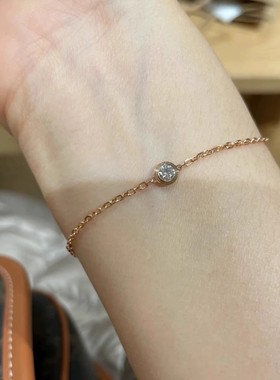 新款18K金色单颗圆钻手链女款日常百搭通勤轻奢高级感钛钢饰品