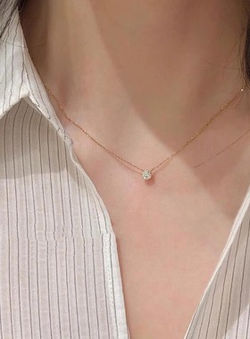 不掉色防水钛钢单钻锁骨链超细金线闪烁流线精致欧美时髦项链百搭