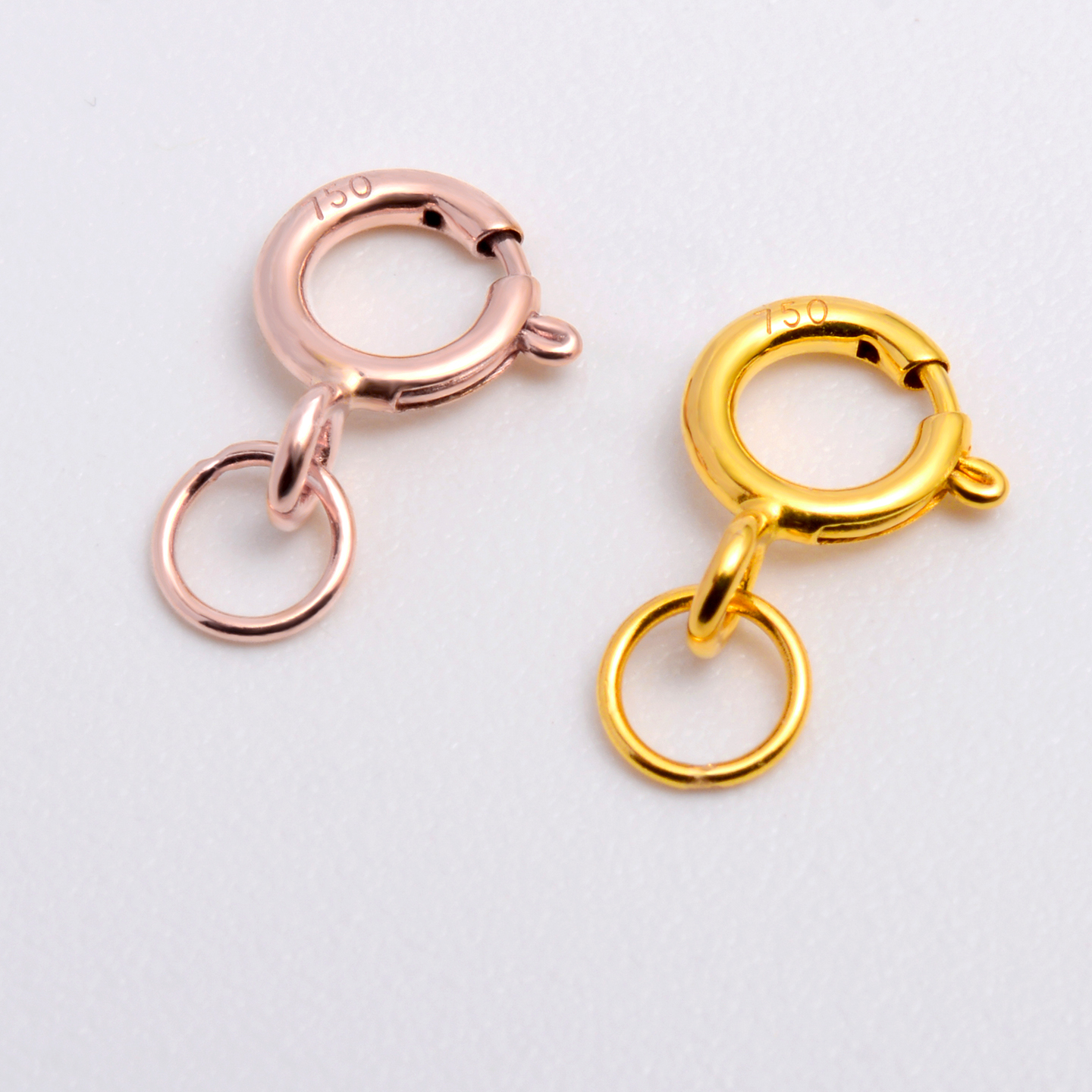 18k金弹簧扣五花手链调节扣黄金项链m扣防掉双头s连接扣头延长链