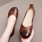 软底防滑耐磨牛筋底女鞋 女妈妈鞋 走路不累脚真皮大码 一脚蹬小皮鞋