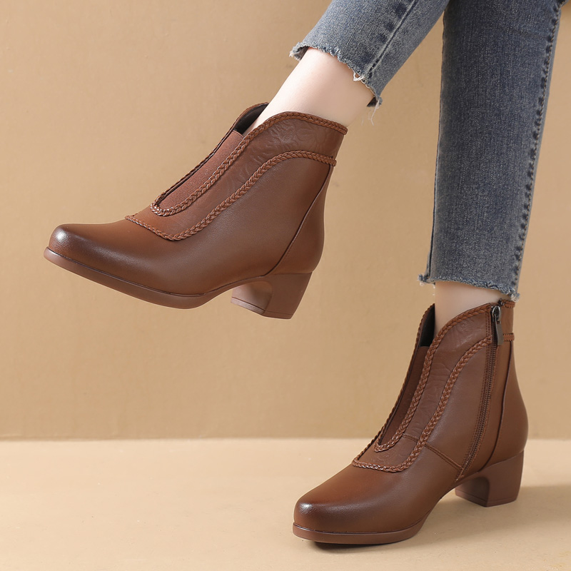 玲峰大码真皮女鞋柔软舒适保暖