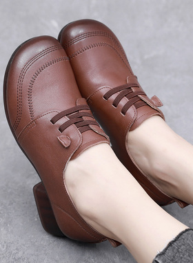 牛筋底超软大码春季女鞋43码三公分包脚面单鞋女黑皮鞋女工作舒适