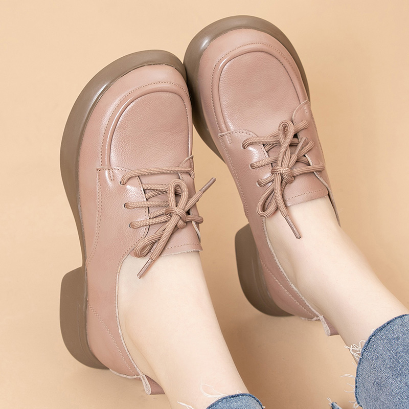 玲峰大码真皮女鞋柔软舒适透气