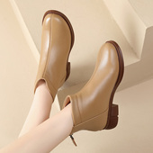 女单靴短平底妈妈棉靴 43加大码 秋冬马丁靴特新款 胖脚宽肥真皮41