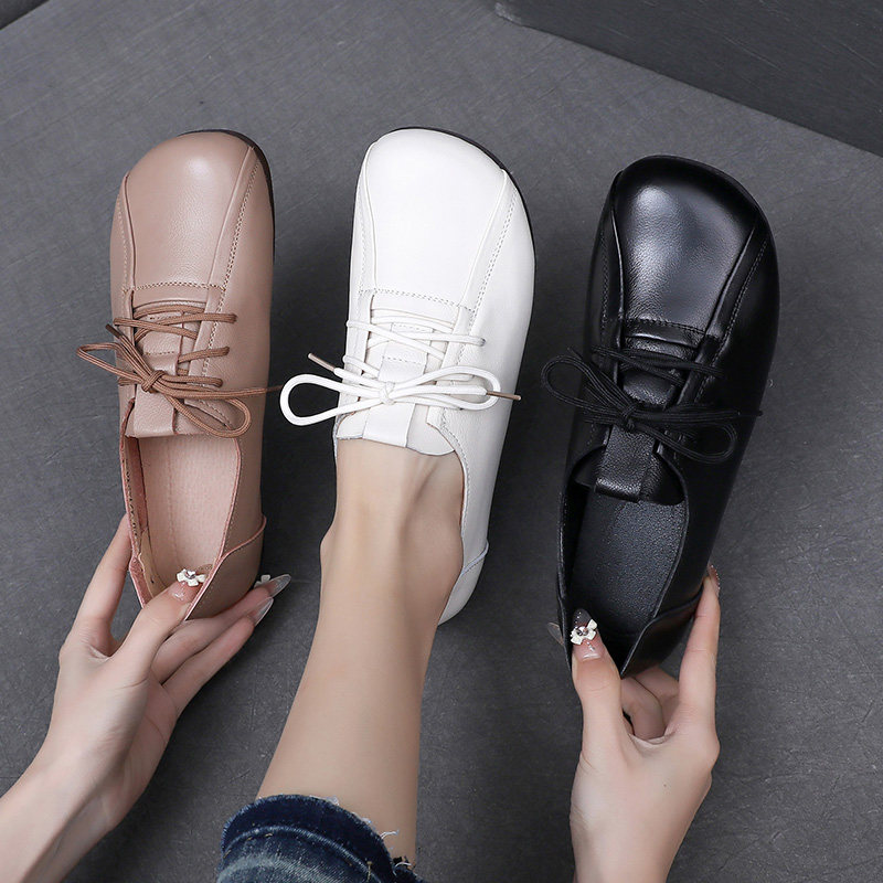 玲峰春季大码女鞋41一43外穿胖脚宽肥爆款系带软牛皮妈妈鞋牛筋底,女鞋,深口单鞋,淘宝优惠券,粉丝福利购,淘宝优惠卷