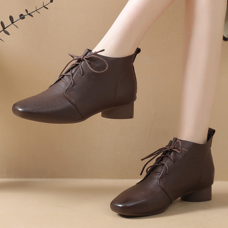 秋冬大码女靴新款特41一43软真皮鞋加肥宽胖脚系带平底妈妈棉靴子,女鞋,时装靴,淘宝优惠券,粉丝福利购,淘宝优惠卷