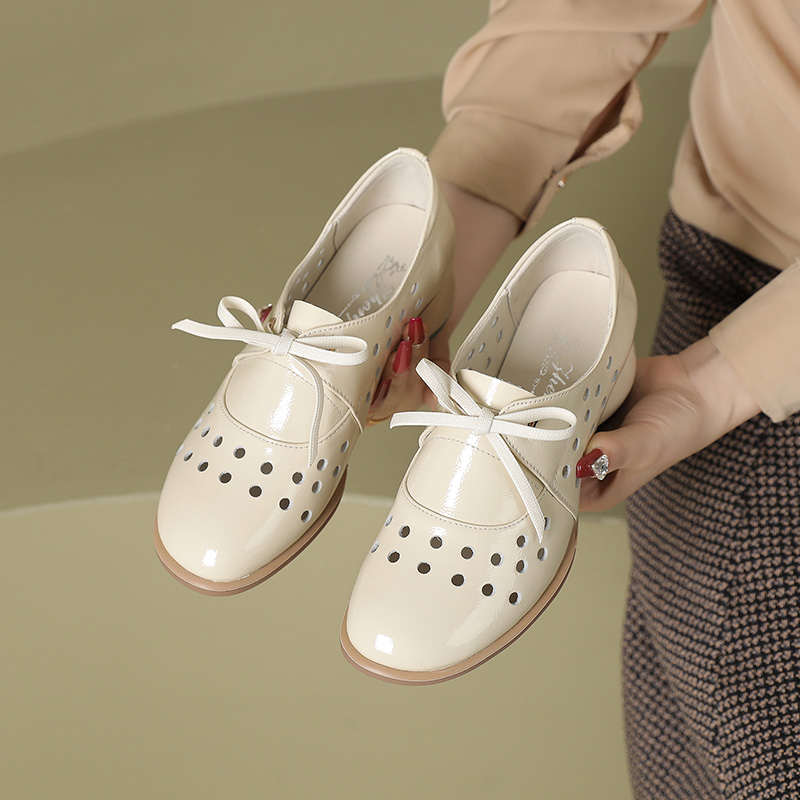 玲峰女单鞋真皮透气舒适圆头