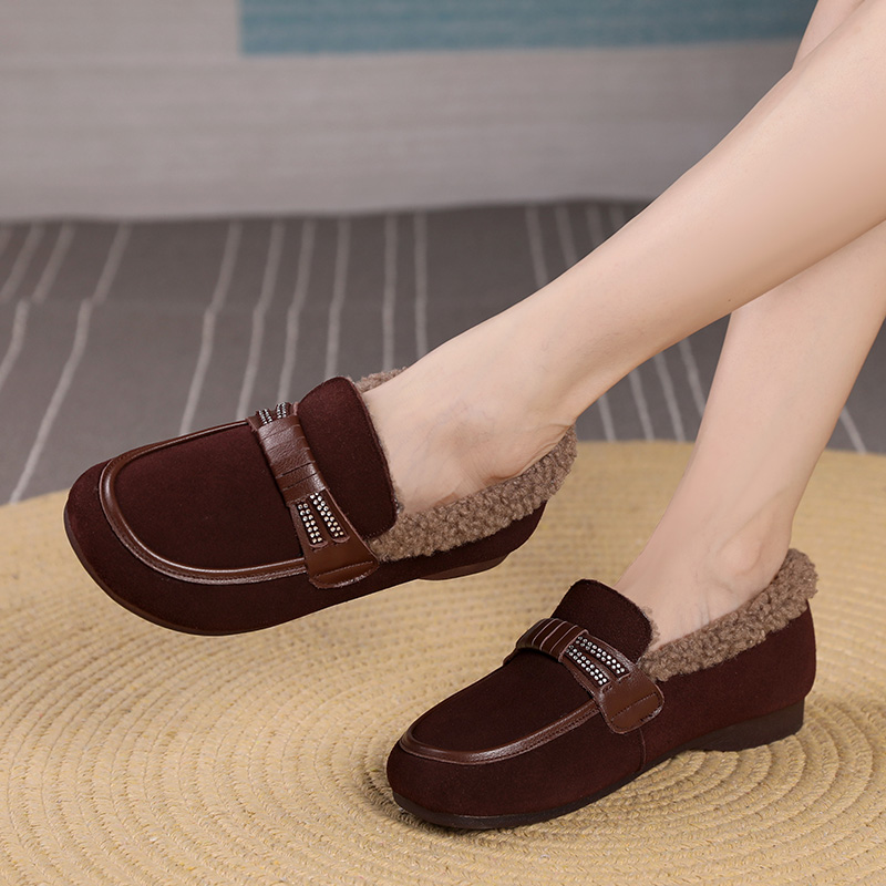 玲峰大码真皮女鞋柔软舒适保暖