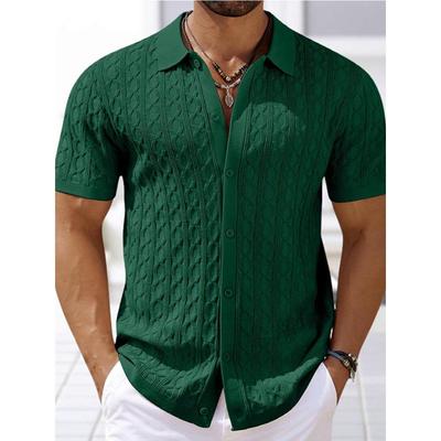 短袖男装欧美时尚针织T恤男士休闲纽扣开衫POLO衫Men's T-shirt