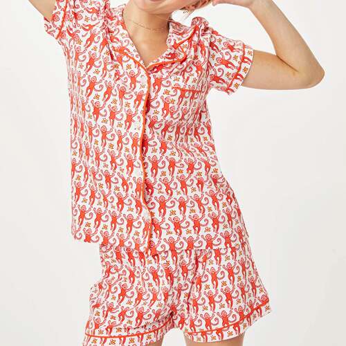 Womens Cute Roller Rabbit Pajamas Monkey Print Sleep Pajama