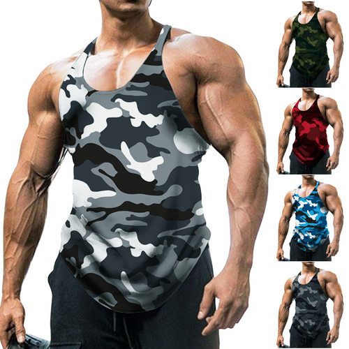 Camo Outdoor Sports Fitness Sling vest迷彩运动健身吊带背心男