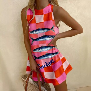 2025 Women's Marine Life Loose Sleeveless Short Dress