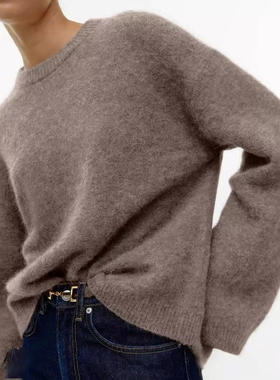 2025 loose and thick cashmere round neck knitted sweater