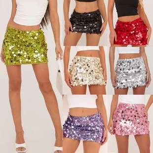 mini sequin skirt sexy 欧美性感亮片高腰包臀半身裙短裙迷你裙