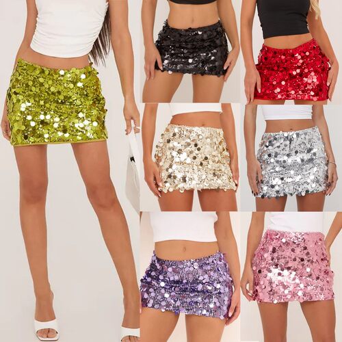 欧美性感亮片高腰包臀半身裙短裙迷你裙 sexy sequin mini skirt
