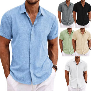 Shirt For Men Clothes Summer Linen White Mens plus size Tops