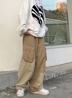 Baggy Black Cargo Pants for Men Khaki Trousers Loose Casual