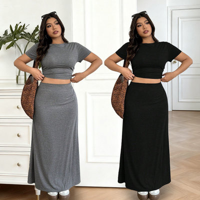 XL-4XL women dress ladies tops skirt大码时尚女修身T恤半身裙