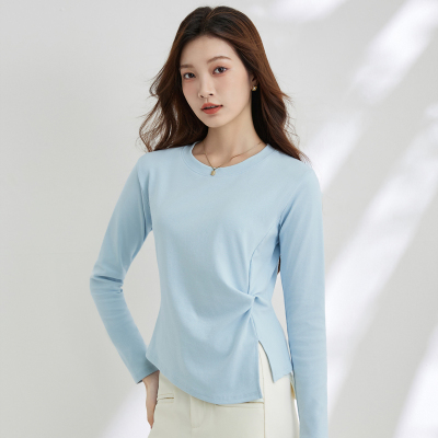 早秋chic氛围感穿搭超好看单穿长袖t恤女装打底衣服上衣大码妈妈