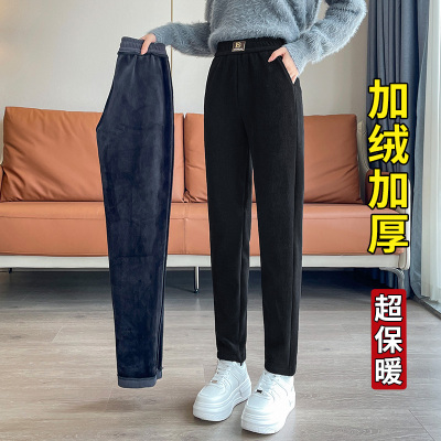 裤子女时尚洋气时髦轻奢高级感秋冬季仿羊糕绒加厚加绒运动裤卫裤