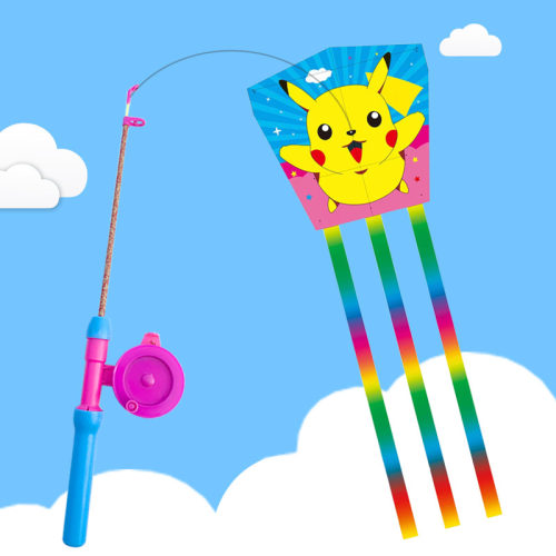 亲子小号手持鱼竿动态小风筝