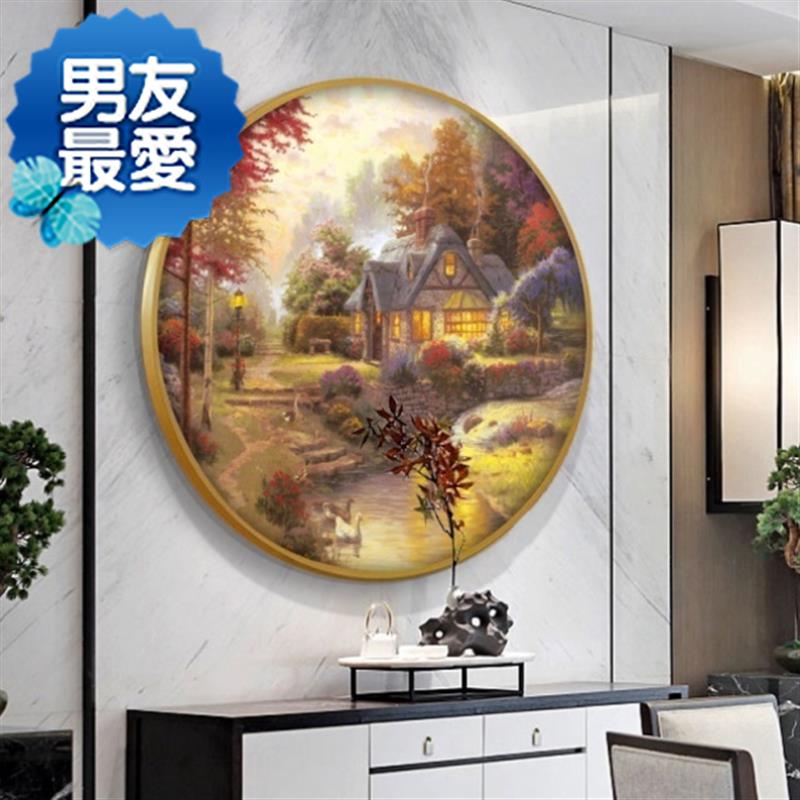 2021壁画山水油画新中式装饰画轻奢玄关客厅风景画