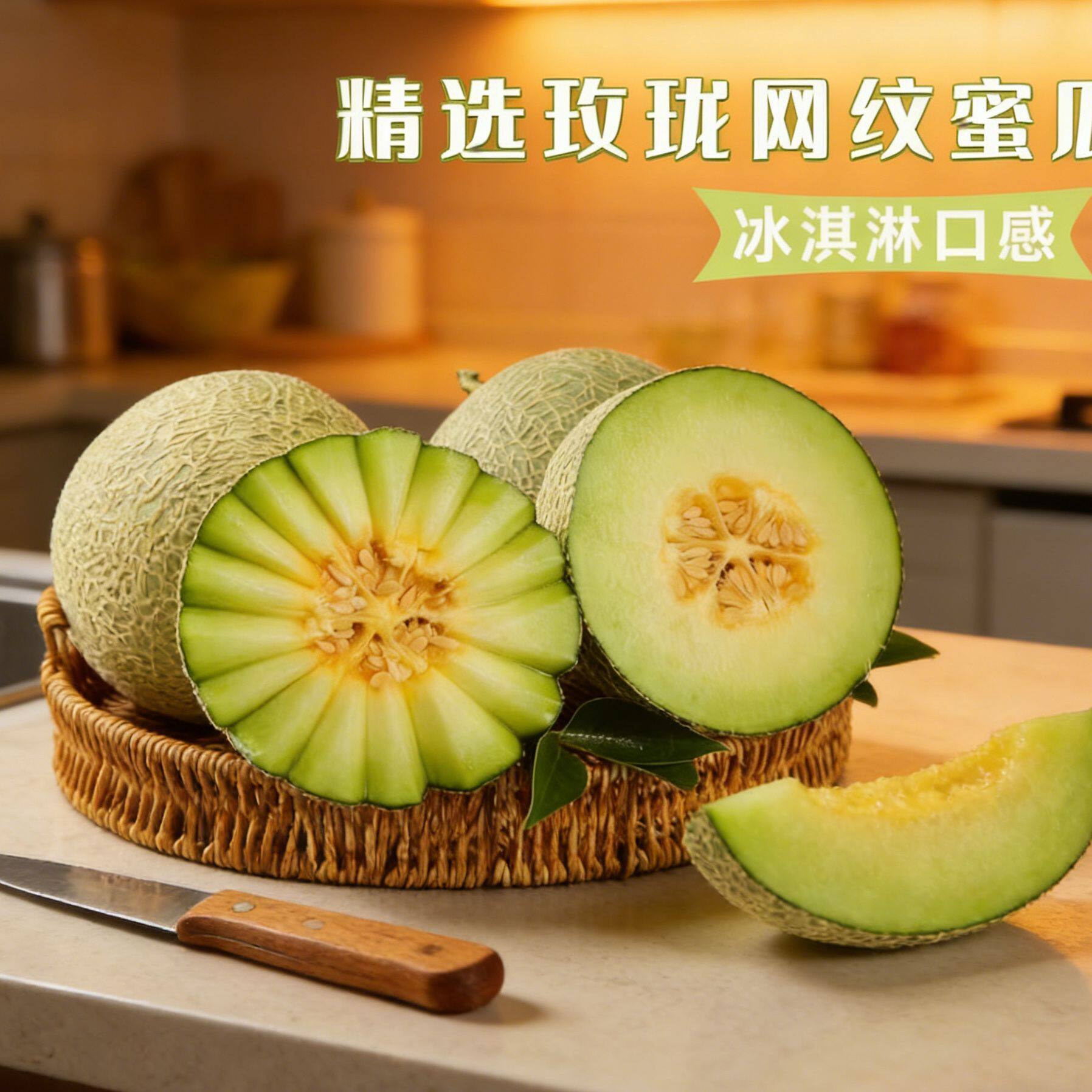 【精选大果】海南玫珑网纹蜜瓜哈甜瓜