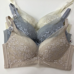 100%感觉内衣性感蕾丝边B杯中薄款 柔软舒适聚拢三排扣文胸2526