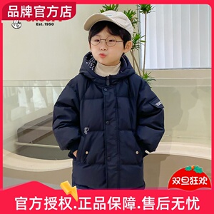 史努比儿童装羽绒服男孩女童中长款卡通印花冬装外套中小童双面穿