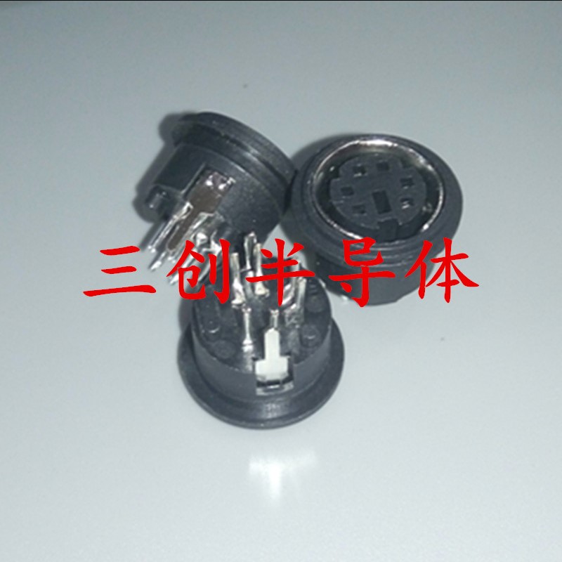 焊板180度MD8芯母座 小6芯母座 PCB直插式 S端子母头圆头6针 10个