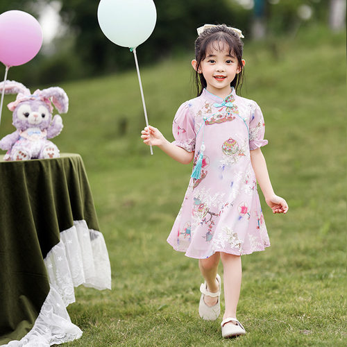 2025新款儿童旗袍女夏季中国风女童新中式连衣裙薄款改良女童旗袍