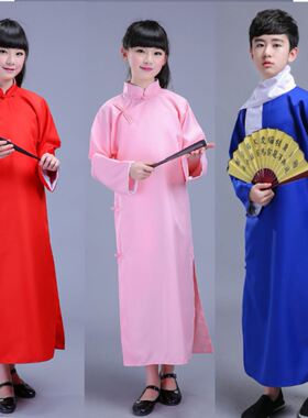 男孩女孩儿童相声服表演出服大褂长衫长袍民国风五四青年学生女装