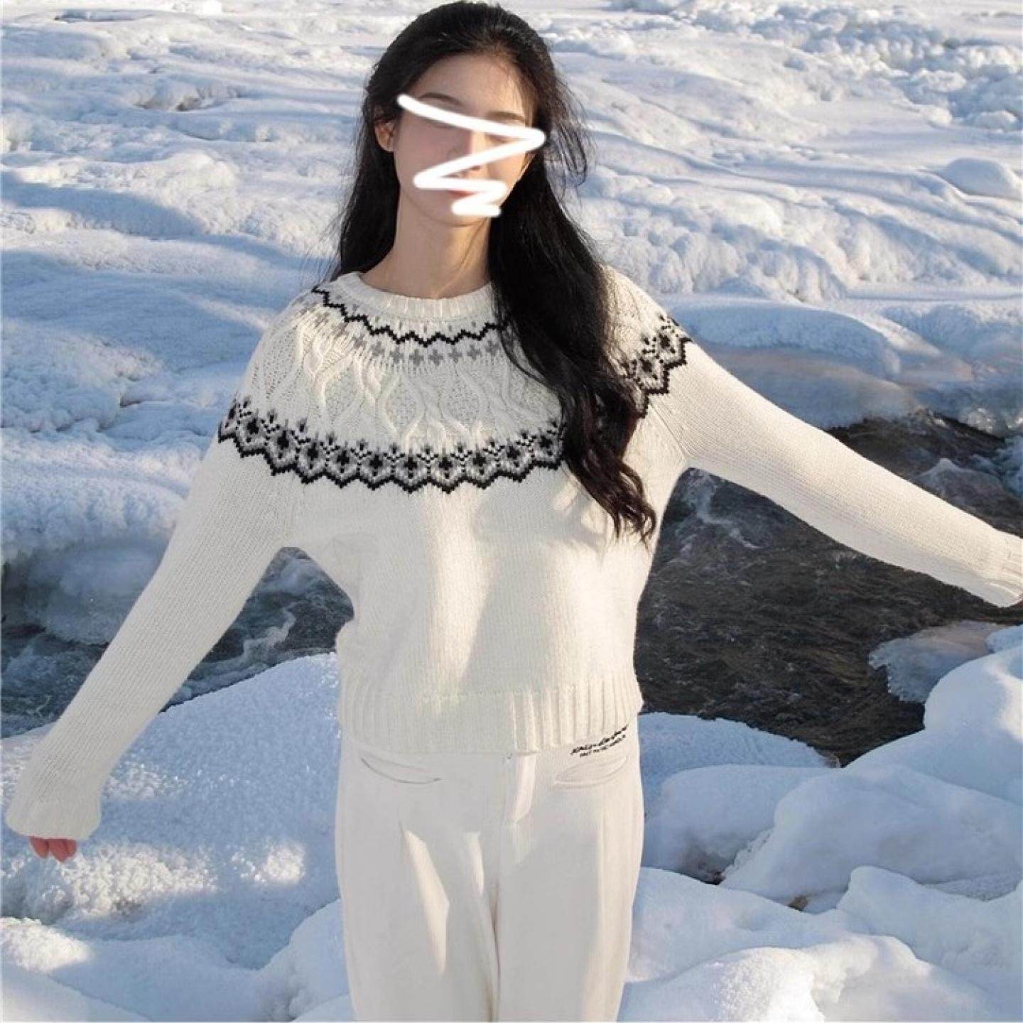 100%山羊绒复古费尔岛毛衣女2025秋冬新款宽松大码加厚针织打底衫,女装/女士精品,羊绒衫,淘宝优惠券,粉丝福利购,淘宝优惠卷