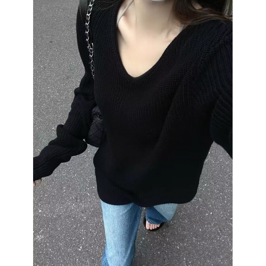 100%纯山羊绒毛衣女加厚2025秋冬新款V领宽松大码套头针织打底衫,女装/女士精品,羊绒衫,淘宝优惠券,粉丝福利购,淘宝优惠卷