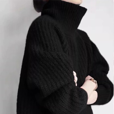 100%山羊绒衫女高领套头毛衣加厚