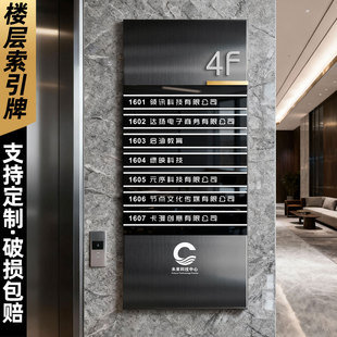不锈钢楼层索引牌定制高档写字楼电梯口可替换抽拉指示导向标识牌订制单位学校办公室房间楼栋号引导门牌墙贴