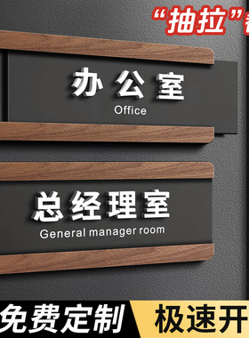 亚克力可更换替换式高档抽拉办公室门牌标识牌定制公司总经理财务室会议指示科室牌子定做创意部门标志标牌贴