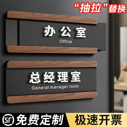 格莱克亚克力胡桃木抽拉科室牌