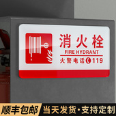 消防栓标识牌标牌亚克力定制酒店消火栓柜门消防箱暗门灭火器提示贴纸安全标语火警电话全套警示指示标志贴