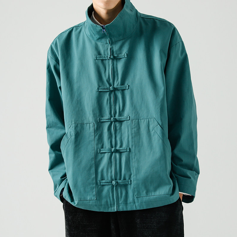 TANG MENS SPRING AND AUTUMN CHINESE STYLE MENS RETRO STYLE JACKET PLUS FAT PLUS SIZE LOOSE YOUTH HANFU JACKET TIDE