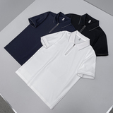 2026夏季新款拉链纯色商务冰丝修身POLO衫翻领短袖3021-P88挂黑，男装T恤，钱塘6023