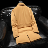 超柔蛋白2025新款拼接双领中长款羽绒服90白鸭绒9830-P345卡其，男装羽绒服，钱塘6023