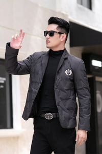 2024冬季新款西装领刺男士90白鸭绒羽绒服8896-P245绒有图片