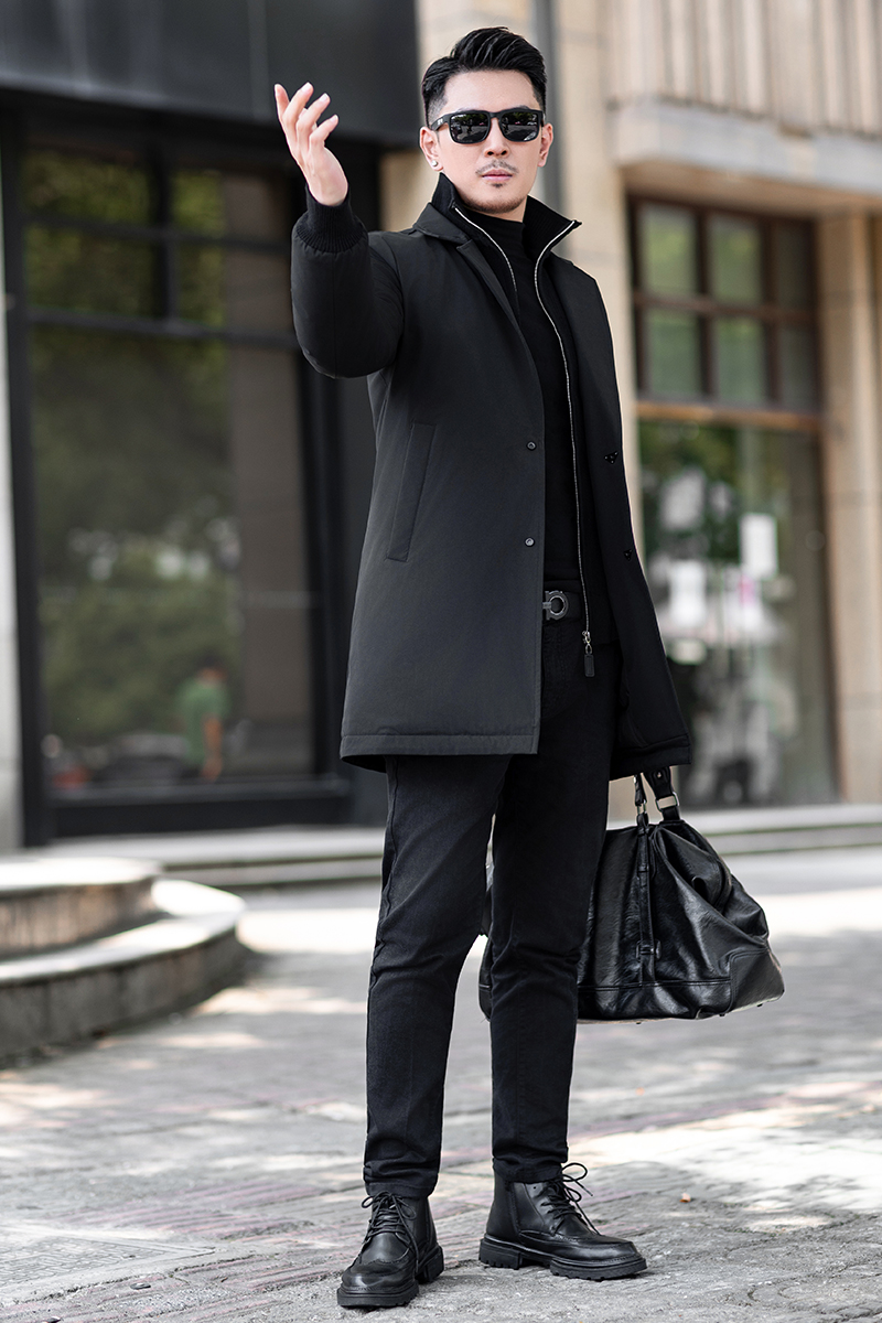 2025新款西装领针织拼接可脱卸假两件羽绒服90白鸭绒9829-P365模，男装羽绒服，钱塘6023