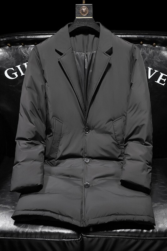 超柔超轻2025冬季新款西装领中长款羽绒服男9827-P325,男装羽绒服,钱塘6023