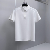 肌理感翻领2026夏季老钱新款拼接商务冰丝修身POLO衫D818-P78挂拍，男装Polo衫，钱塘6023